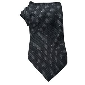 DKNY Geometric 100% Silk Necktie Men's Black Tie Business Normcore Made in USA